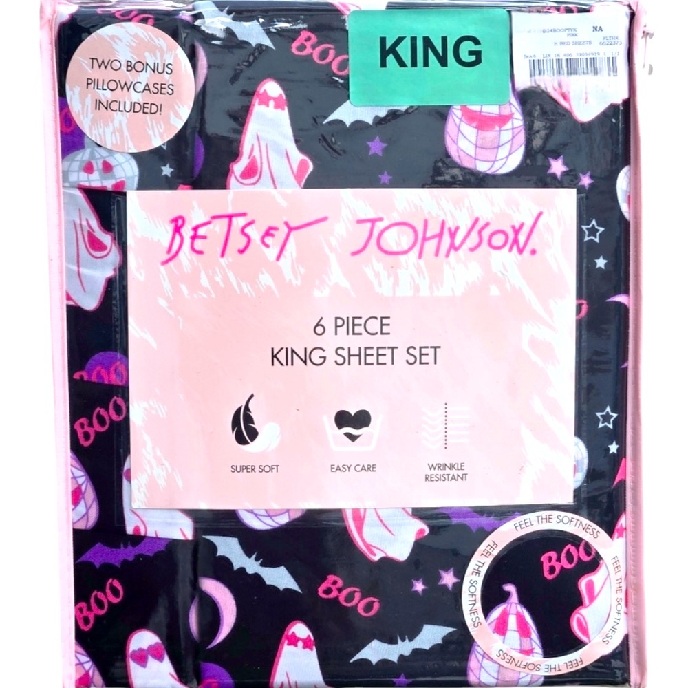 Betsey Johnson King Sheets Ghost Halloween Disco Boogie